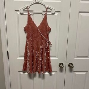 Forever‎ 21 Velvet Mini Dress Wrap Front Sleeveless Pink Party S